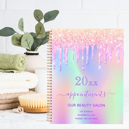 Roze glitter iridescent schoonheidssalon 2023 planner