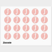Roze Glitter J Initiaal Ronde Sticker (Vel)
