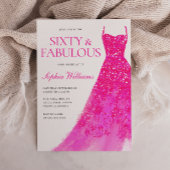 Roze Glitter Jurk 60ste Verjaardagsfeest Kaart