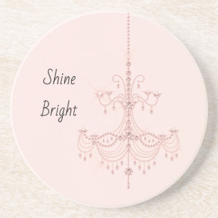 Roze Glitter Juweel Kroonluchter Zandsteen Onderzetter