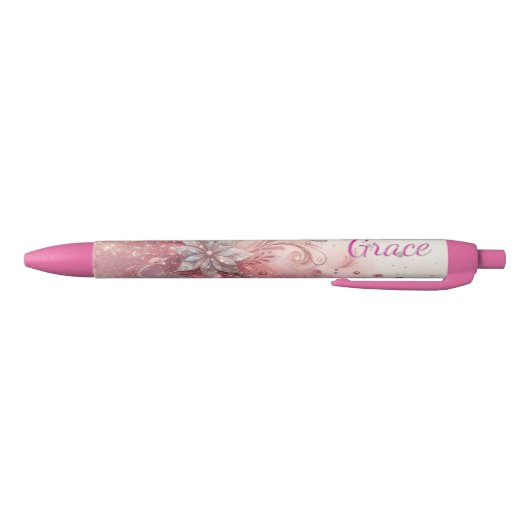 Roze Glitter Kantoor School Schrijven Zwarte Inkt Pen (Bodem)