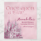Roze Glitter Kasteel Sprookjes Thema Wijn Etiket (Enkel label)
