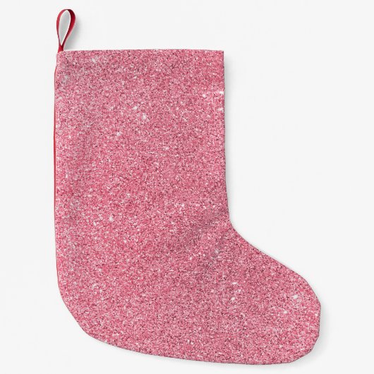 Roze glitter, kerst abstracte textuur. kleine kerstsok (Voorkant)
