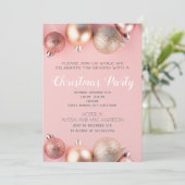 Roze Glitter Kerst Ornament Vakantie Uitnodiging (Staand voorkant)