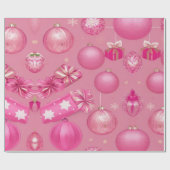 Roze Glitter Kerstbal Cadeaupapier (Vlak)