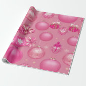Roze Glitter Kerstbal Cadeaupapier (Uitgerold)