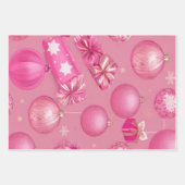 Roze Glitter Kerstbal Inpakpapier Vel (Voorkant 2)