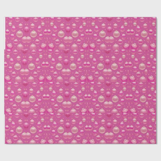 Roze Glitter Kerstbal Vakantie Gift Cadeaupapier (Vlak)