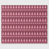 Roze Glitter Kerstbomen Sneeuwvlokken Cadeaupapier (Vlak)