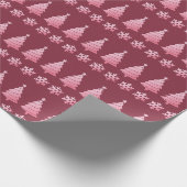 Roze Glitter Kerstbomen Sneeuwvlokken Cadeaupapier (Hoek)