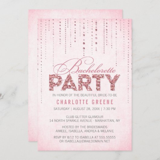 Roze Glitter Kijk Bachelorette Kaart (Voorkant / Achterkant)