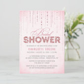 Roze Glitter Kijk Bridal Shower Uitnodiging (Staand voorkant)