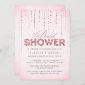 Roze Glitter Kijk Bridal Shower Uitnodiging (Voorkant / Achterkant)