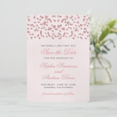 Roze Glitter Kijk Confetti sparen de Datum Save The Date (Staand voorkant)