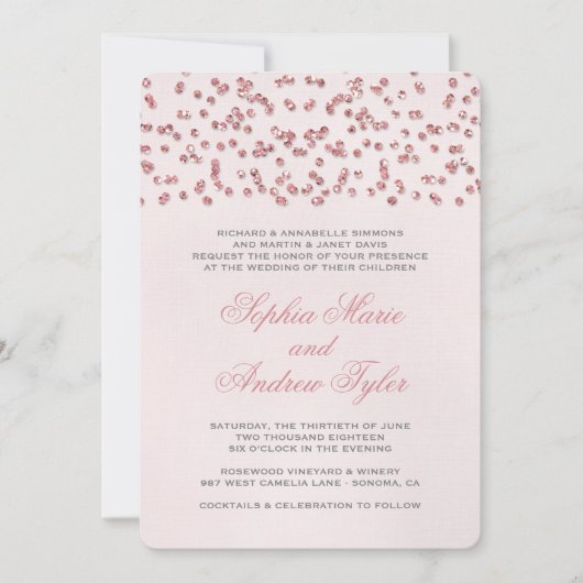 Roze Glitter Kijk Confetti Weddenschap Kaart (Voorkant)