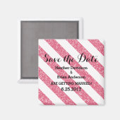 Roze Glitter Kijk Stripes sparen de Magnet van de (Voorkant / Achterkant)