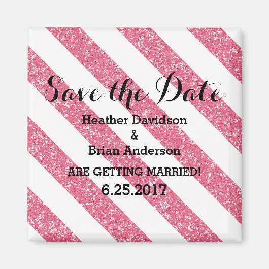 Roze Glitter Kijk Stripes sparen de Magnet van de (Voorkant)