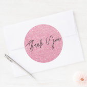 Roze glitter kleuren Dank u Ronde Sticker (Envelop)