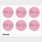 Roze glitter kleuren Dank u Ronde Sticker (Vel)