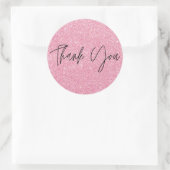 Roze glitter kleuren Dank u Ronde Sticker (Tas)