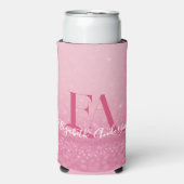 Roze Glitter Koeler met Aangepaste Initialen & Naa (Seltzer Voorkant)