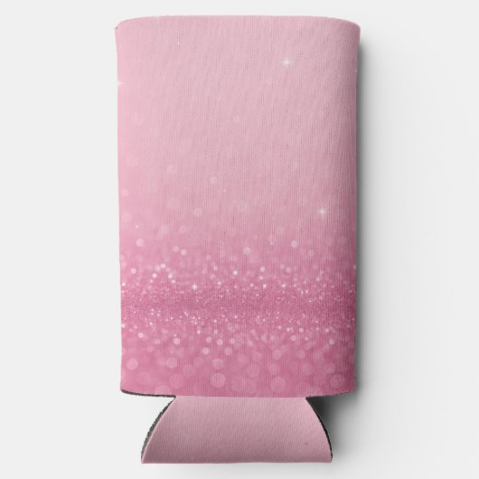 Roze Glitter Koeler met Aangepaste Initialen & Naa (Achterkant)