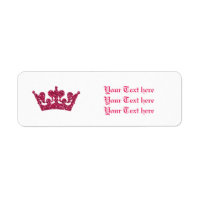 Roze Glitter Koninklijke Kroon Prinses Adreslabels