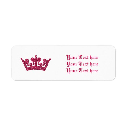 Roze Glitter Koninklijke Kroon Prinses Adreslabels Etiket (Voorkant)
