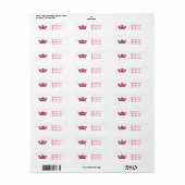 Roze Glitter Koninklijke Kroon Prinses Adreslabels Etiket (Full Sheet)