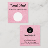 Roze Glitter Korting Scratch Off Dank u Kaart Vierkante Visitekaartje (Voorkant / Achterkant)