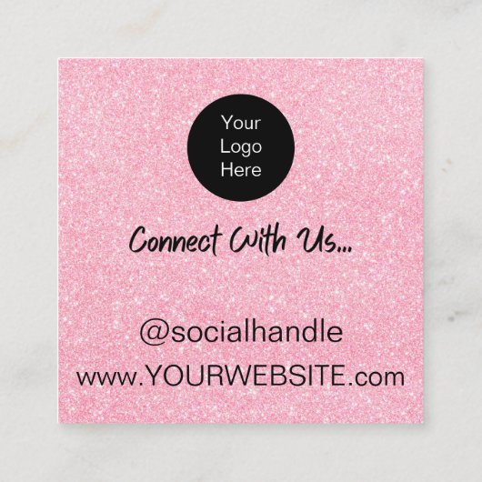 Roze Glitter Korting Scratch Off Dank u Kaart Vierkante Visitekaartje (Achterkant)