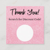 Roze Glitter Korting Scratch Off Dank u Kaart Vierkante Visitekaartje (Voorkant)