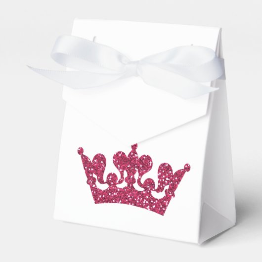 Roze Glitter Kroon Prinses Koninklijke Feestdozen Bedankdoosjes (Voorkant Zijde)