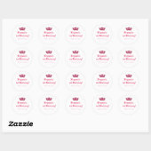 Roze Glitter Kroon Royal Prinses Sticker Label (Vel)