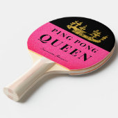 Roze Glitter Kroon Tafeltennis Queen Glam Custom Tafeltennisbatje (Voorkant Gekanteld)