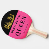 Roze Glitter Kroon Tafeltennis Queen Glam Custom Tafeltennisbatje (Zijkant)