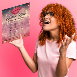 Roze Glitter Kus Lippen Prijslijst Make-up Flyer 