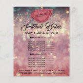 Roze Glitter Kus Lippen Prijslijst Make-up Flyer  (Achterkant)