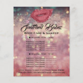 Roze Glitter Kus Lippen Prijslijst Make-up Flyer  (Voorkant)