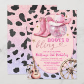 Roze glitter laarzen en bling 20ste verjaardag kaart (Voorkant / Achterkant)