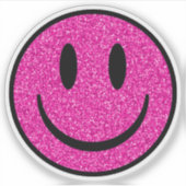 Roze Glitter Lachend Gezicht op maat gesneden viny Sticker (Voorkant)