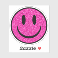 Roze Glitter Lachend Gezicht op maat gesneden viny