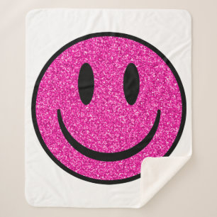 Roze Glitter Lachend Gezicht Sherpa Deken