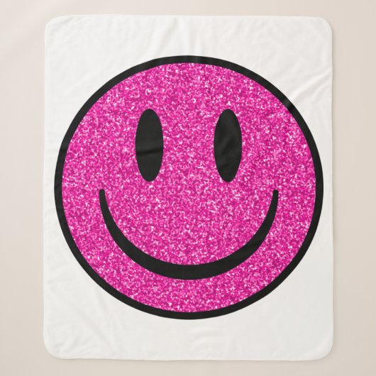 Roze Glitter Lachend Gezicht Sherpa Deken (Voorkant)