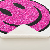 Roze Glitter Lachend Gezicht Sherpa Deken (3/4)