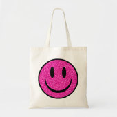 Roze Glitter Lachend Gezicht Tote Bag (Voorkant)