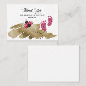 Roze Glitter Ladybug Bedankt Notitiekaartje (Voorkant / Achterkant)