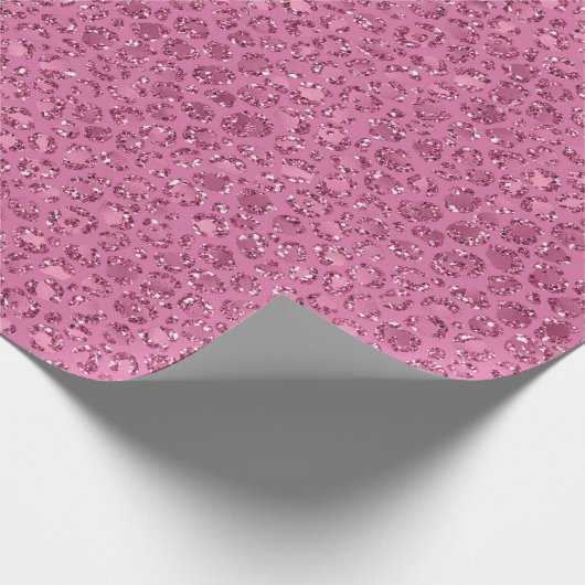 Roze Glitter Leopard Cadeaupapier (Hoek)