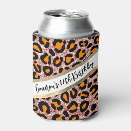 Roze Glitter Leopard Girly Cheetah Chic Birthday Blikjeskoeler