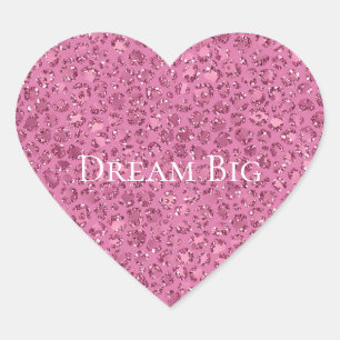 Roze Glitter Leopard Hart Sticker